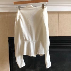 Fashion Nova white “Just roll with it” peplum top